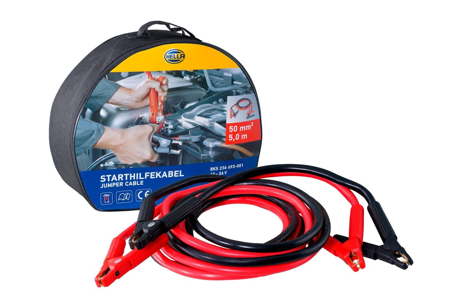 HELLA 8KS 236 693-001 Cable de empalme para arranque - 12/24V - 750A - Cable: 5m - sin protección contra sobretensiones