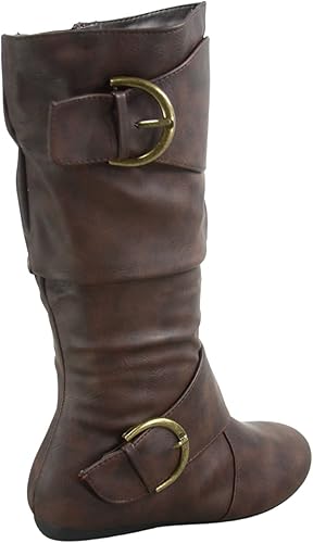 Miniatura 2 de Botas de media pantorrilla con hebilla de punta redonda cerrada y hebilla lateral con cremallera lateral para mujer