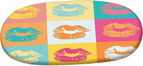 Miniatura 3 de Oval Fitted Tablecloth, Modern Decor Elastic Edged Polyester Table Cover,Sexy Woman Lips on Polka Dots Background Print Fitted Table Pad, Fits Oval