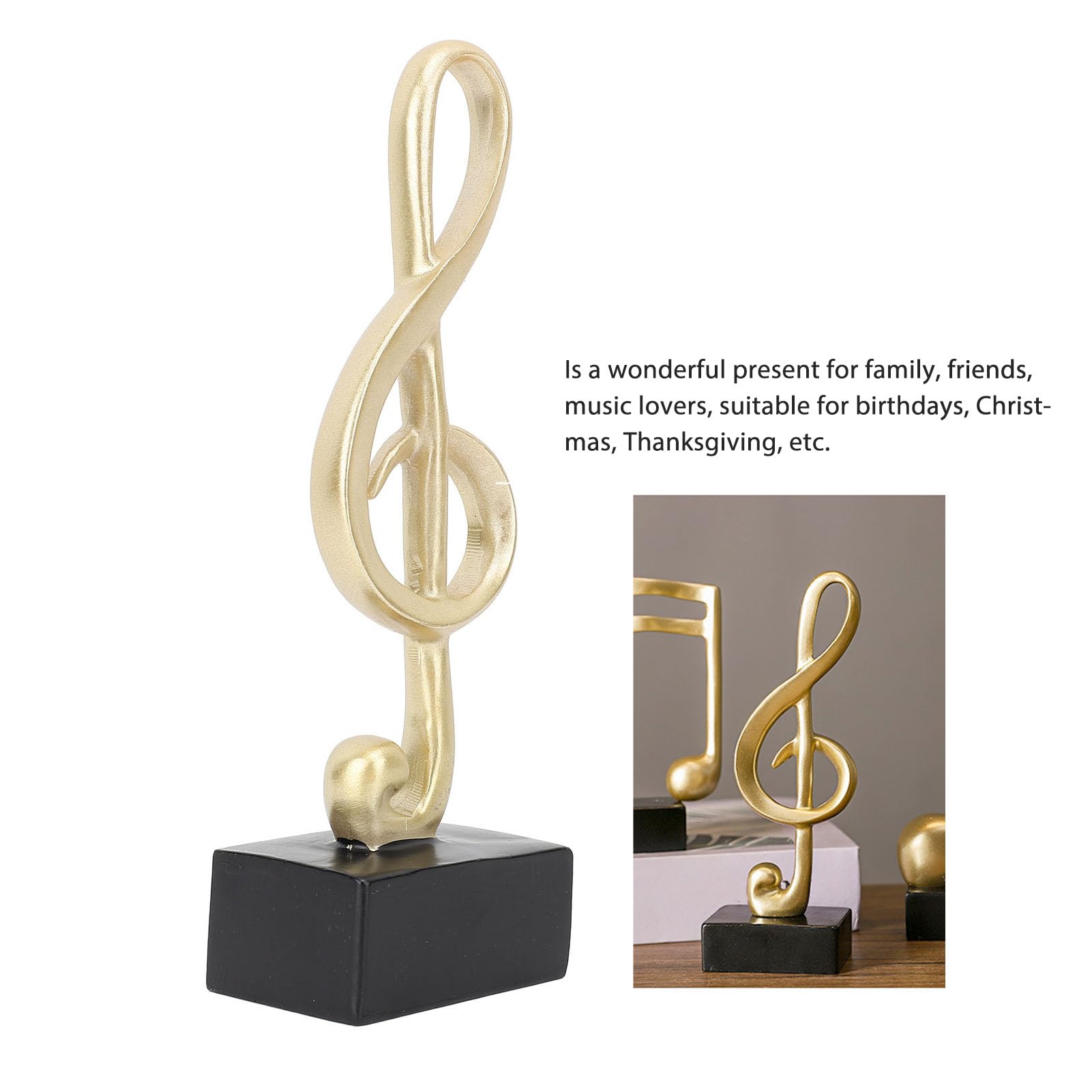 5,5 inch gouden muzieknoot beeldje, hars muzieknoot desktop standbeeld