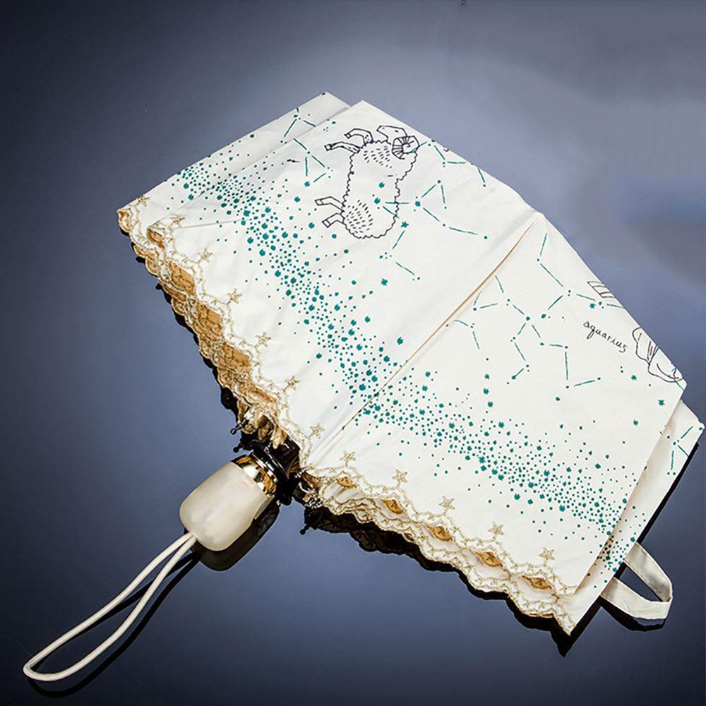 Travel Umbrella Folding Umbrella Automatic Umbrella Anti-Uv Sun Umbrella Female Sunscreen Automatic Sunshade Strong Blocking Uv,White