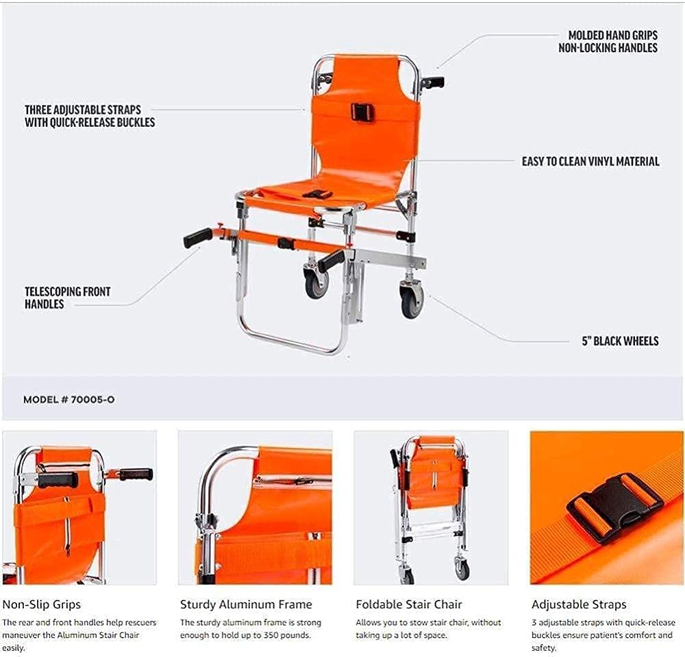 Dntum Light Weight Folding Ambulance Chair Aluminum Evacuation Lift with 3 Adjustable Straps Quick Release Buckles-Blue,Yellow