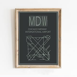 Modern Poster of Chicago Midway International Airport Runway | 11x17 12x18 16x24 24x36 Unframed Print Wall Art | Minimal Traveler Gift | Minimalist Home Office Decor