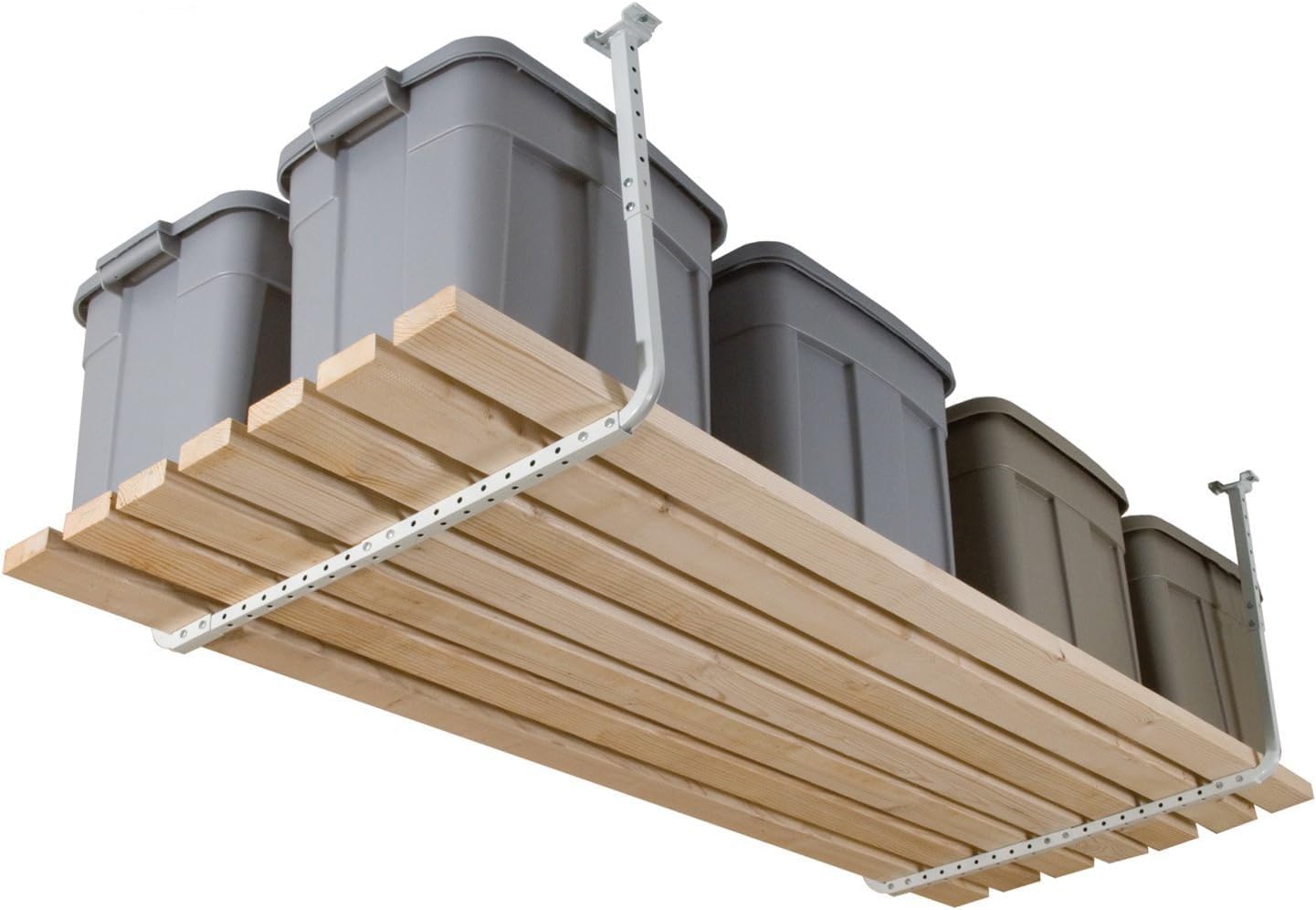 HyLoft 80842-10 83,8 cm x 86,4 cm Verstellbare Garagen-Deckenhalterung, Aufbewahrungsregal-Set, Garagenüberkopf-Halterung, Weiß