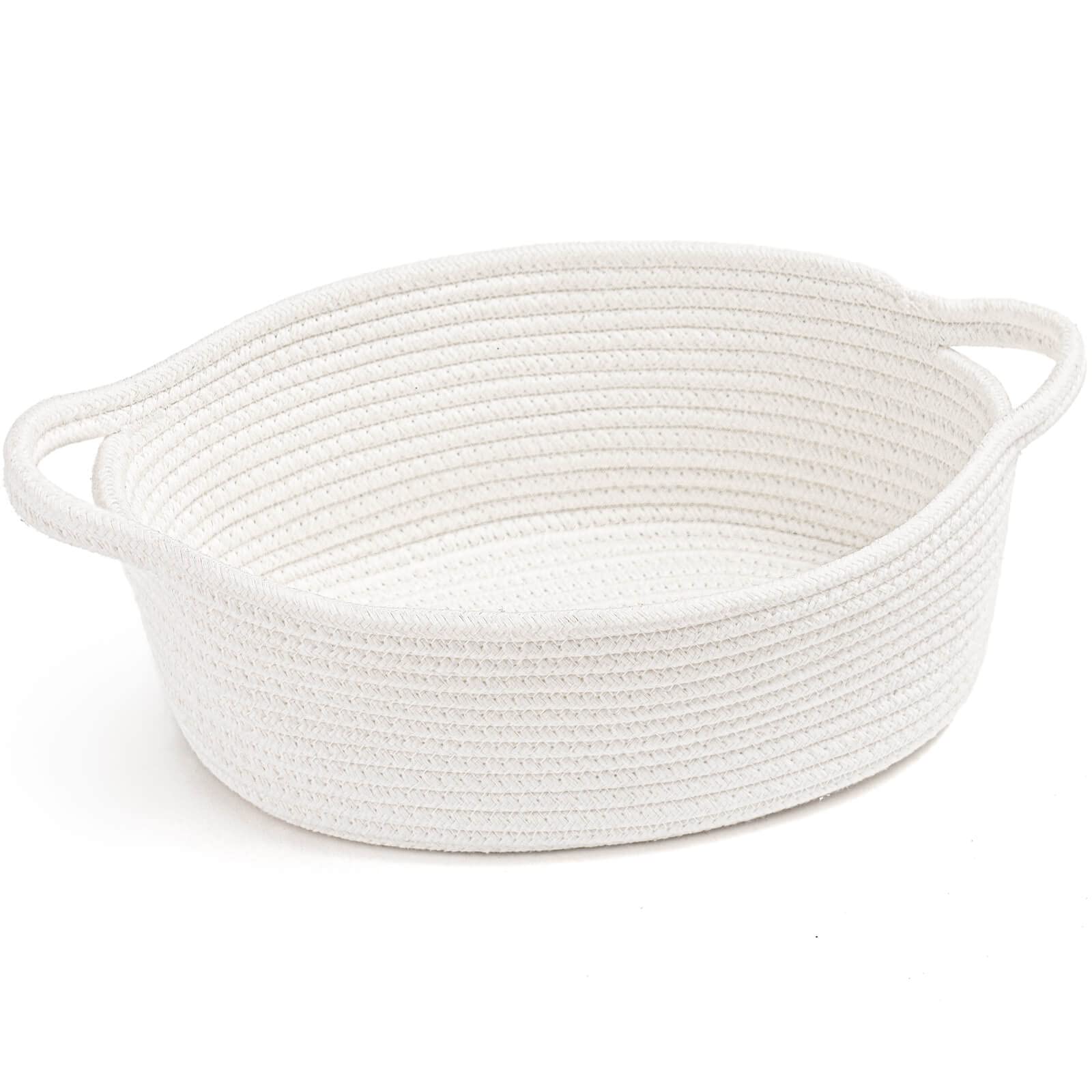 TIMEYARD Osterkorb mit Henkel, Niedliche Baumwollseilkörbe für Spielzeug, Korb zum Ordnen von Geschenken, Snacks, Geflochtene Aufbewahrungskörbe für das Badezimmer, 30 x 20 x 12 cm, Weiß