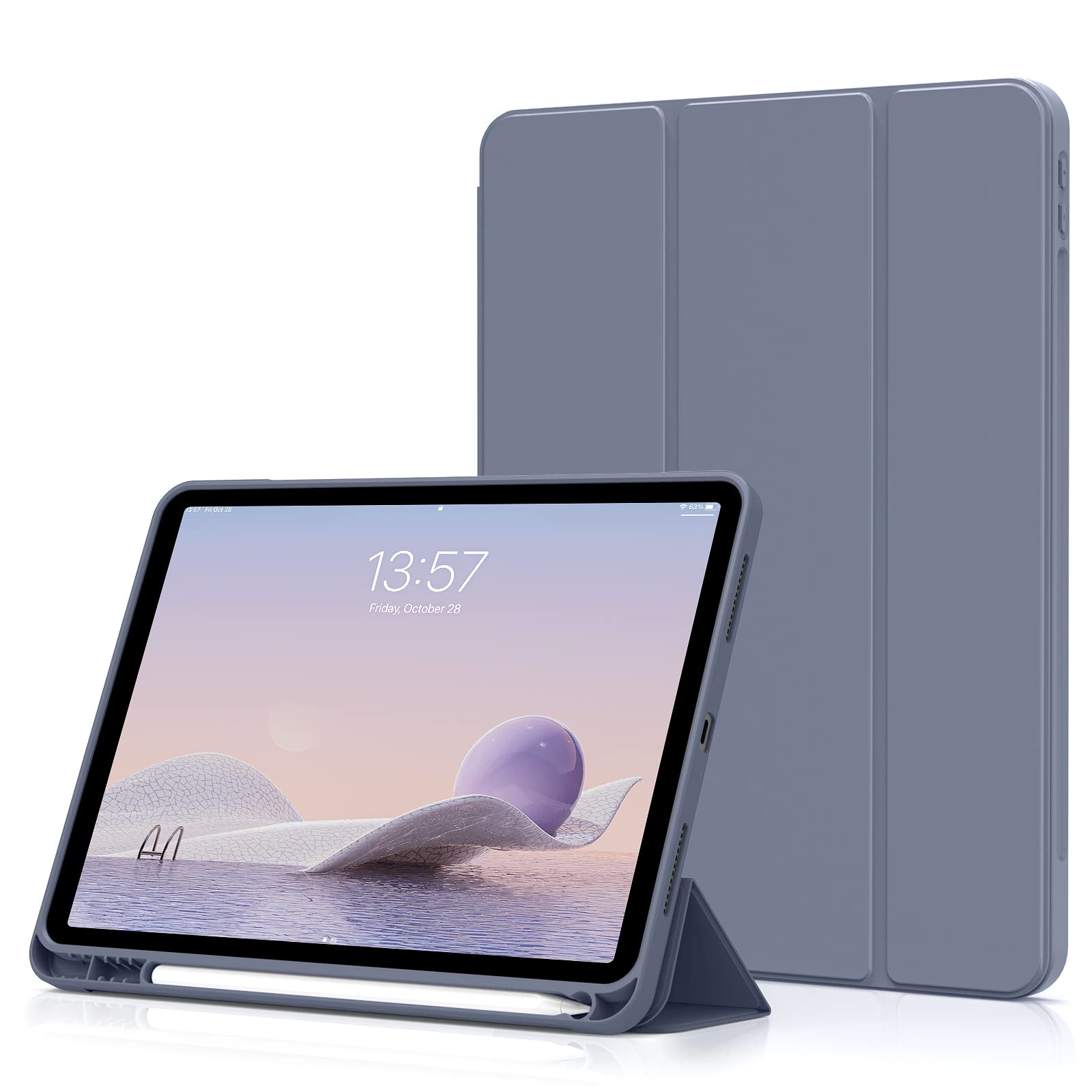 aoub Hülle für iPad Air 11 Zoll M4/M3/M2 (2026/2025/2024), Hülle mit Stifthalter für iPad Air 8./7./6./5./4. Generation (2022/2020) 10,9 Zoll, Unterstützt Pencil Pro/USB-C, Auto Sleep/Wake, Violett