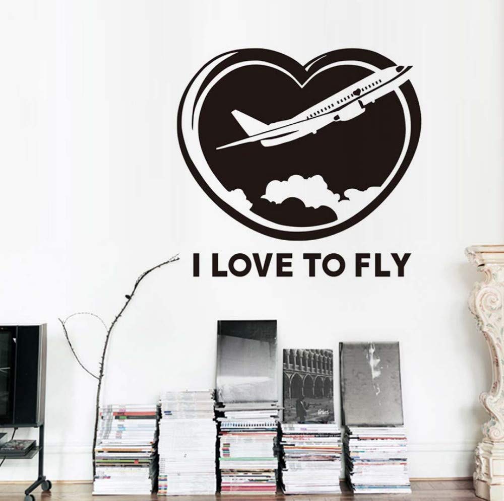 Wall Stickers Murals Airplane Rushed To The Sky Wall Sticker I Love To Fly Wall Art Quote Vinyl Decal For Plane Dreamer Kids Room Decoration