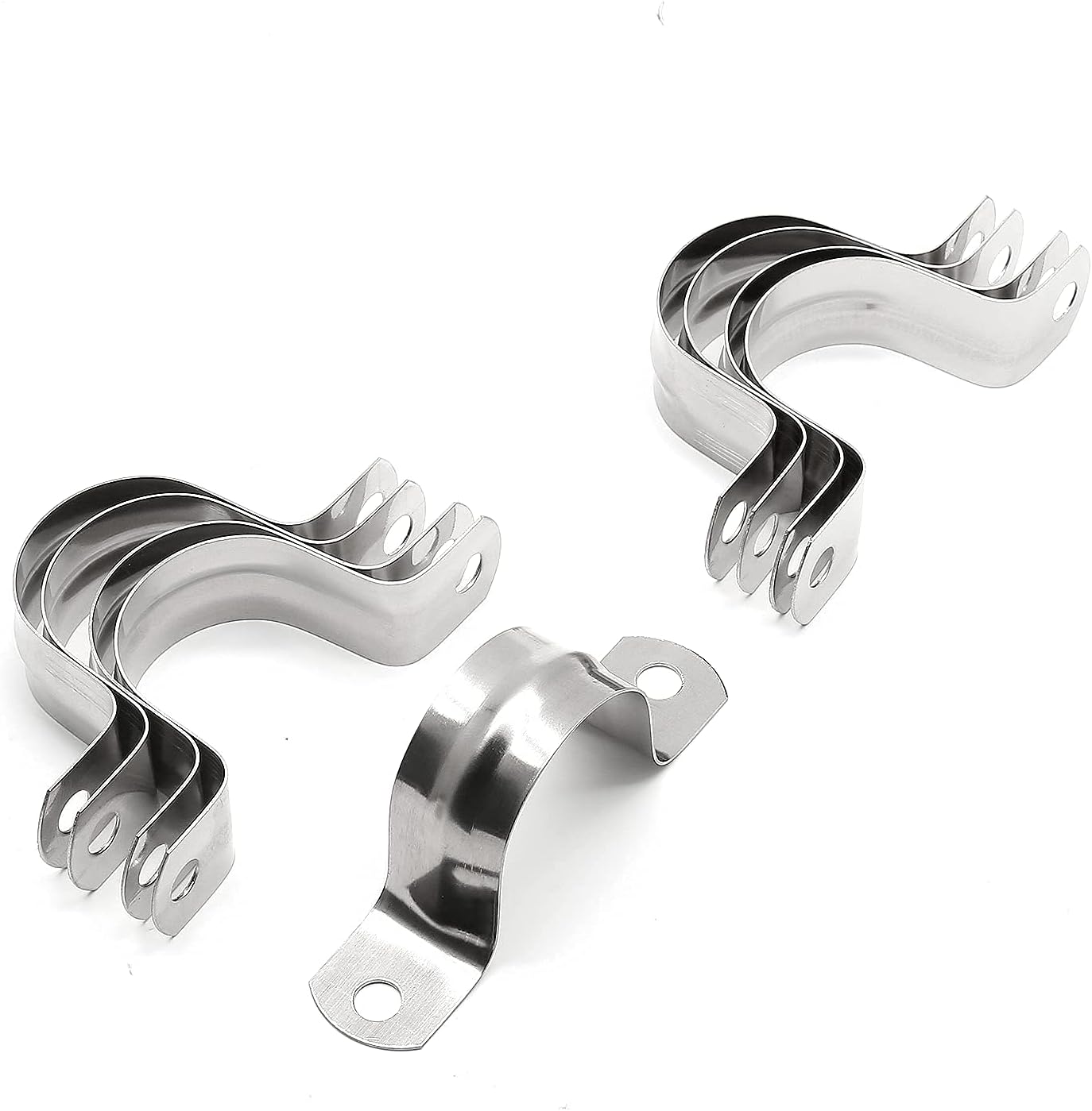 Jersvimc 16Pcs 1 1/4 Inch Stainless Steel Conduit Clamps, Two Hole Strap U Bracket Rigid Pipe Strap Metal U Clamp Conduit Strap Tension Clips U-tube Clamp Heavy Duty