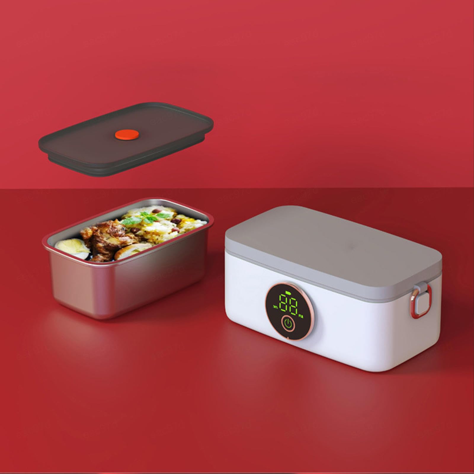 Fiambrera Electrica Recargable E Inalámbrico, Fiambrera Electrica Comida Trabajo Portátil Y con Batería De 16000 mAh, Fiambrera Termica Comida Caliente