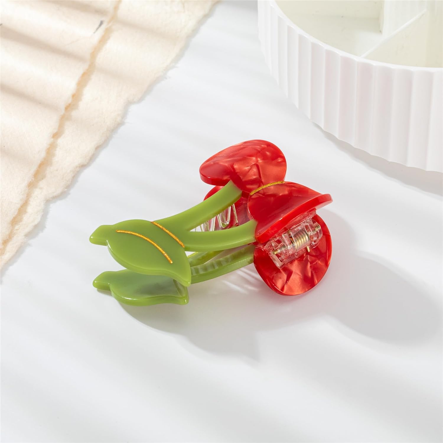 Fruit Cherry Shaped Hair Claw Clip Fashion Summer Medium Hair claw clips Strong Hold Hair Jaw Barrettes Hairpins Hair Ponytail Holder Decor Accessories for Women Thin Thick Curly Fine Hair - Image 4