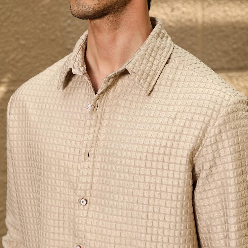 Image of CAHOOT Men's Oversized Shirt Casual Wear | Lapel Collar | Long Sleeve | Button Closure | Oversized Shirt Crafted with Comfort Fit for Everyday Wear