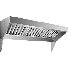 GarveeHome 7FT Commercial Exhaust Hood with Detachable U-shaped Grid Oil Filter Mesh, Stainless Steel Exhaust Vent Hood for Commercial Use
