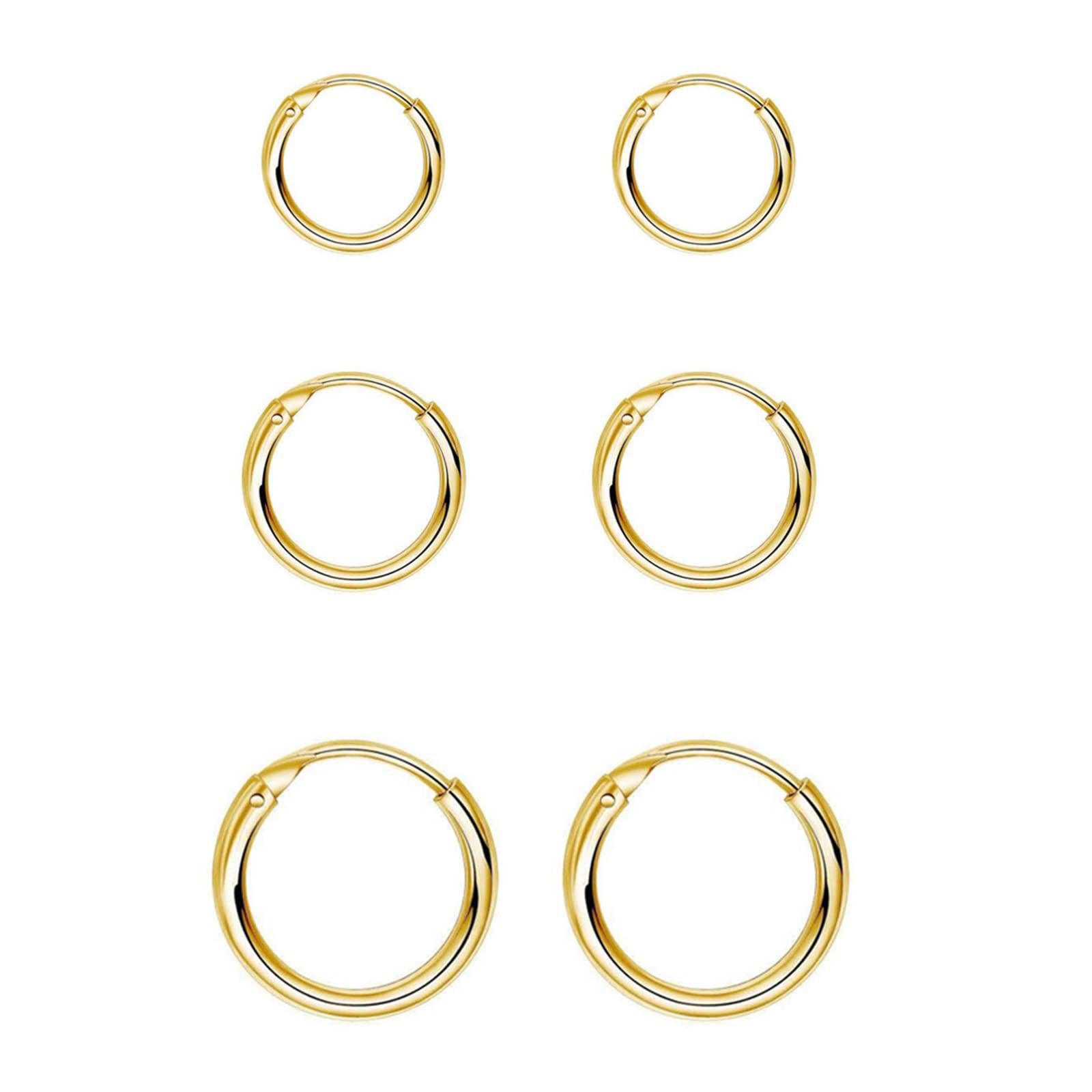 EPIRORA Silver Hoop Earrings- Cartilage Endless Small Hoop Earrings Set for Women Men, 3 Pairs of Hypoallergenic 925 Sterling Silver Tragus Earrings Nose Lip Rings