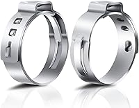 Vista 2 de 50 abrazaderas de manguera de oreja única de 0.236 a 0.276 pulgadas, abrazaderas de crimpado de oreja, abrazaderas de abrazadera de manguera