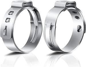 Crimp, Stepless Single Ear Stainless Steel Hose Clamp 23.9 - 27.1mm 100Pcs
