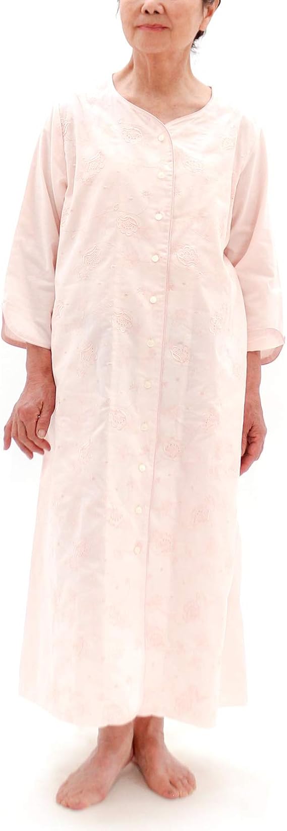 Amazon パジャマ屋 お肌に優しい 裏地重ねガーゼ ネグリジェ レディース 贅沢な気持ちになれるエンブロイダリー刺繍付 パジャマ ルームウェアセット 通販