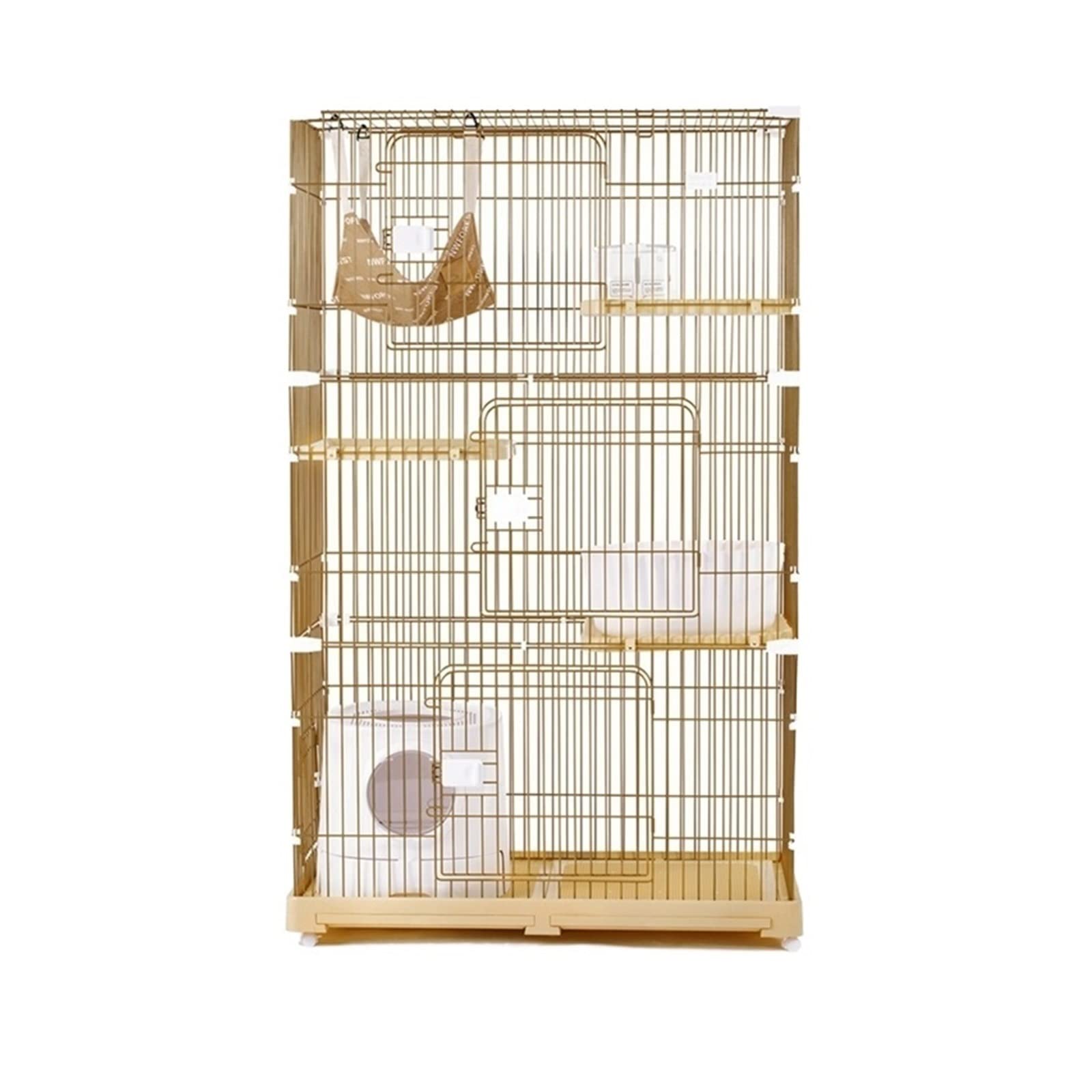 LOWLIU Gatto Cane Casa Cat Cage Super Large Free Space Home Home a Due Piani a Doppio Piano Cat Villa Cat House Gabbia per Gatti (Color : Double Storey Three Bedroom Yellow)