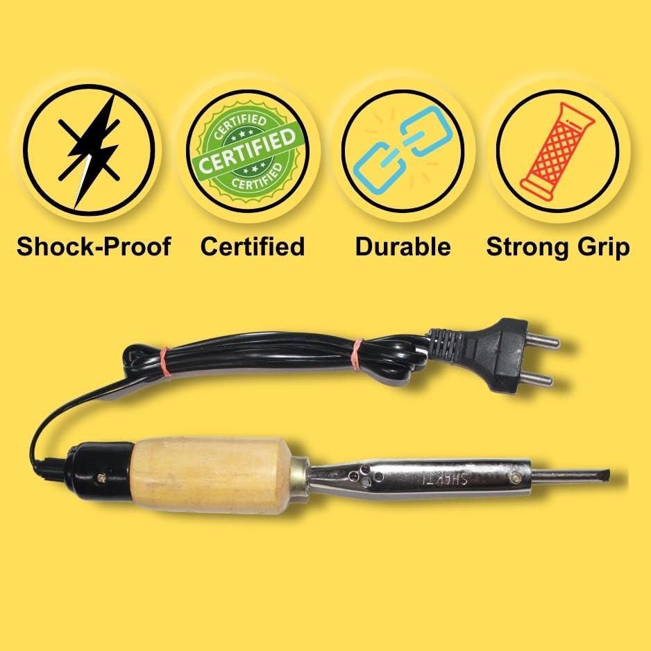 Image of Vtronix 35Watt Soldering Iron with Wooden Handle for Precision Electronics Work | Soldering Machine for Home, Industrial & Electronics Workshop Reparing with Fast Heating & Heat Resistant Handle