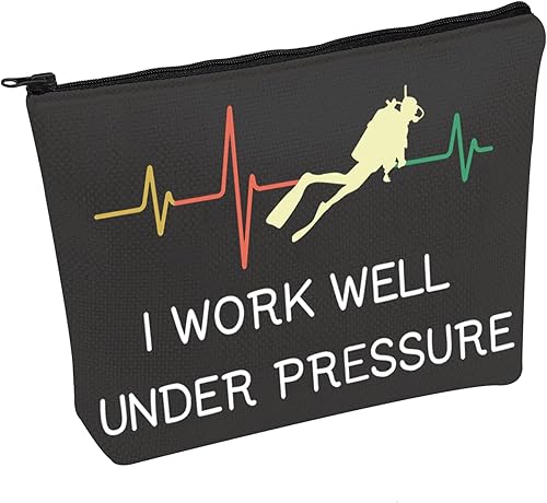 PWHAOO Buceo Bolsa de Cosméticos Buceo Amante de Buceo Regalo Trabajo Bien Bajo Presión Maquillaje Cremallera Bolsa Para Buceo, Trabajo Bien B