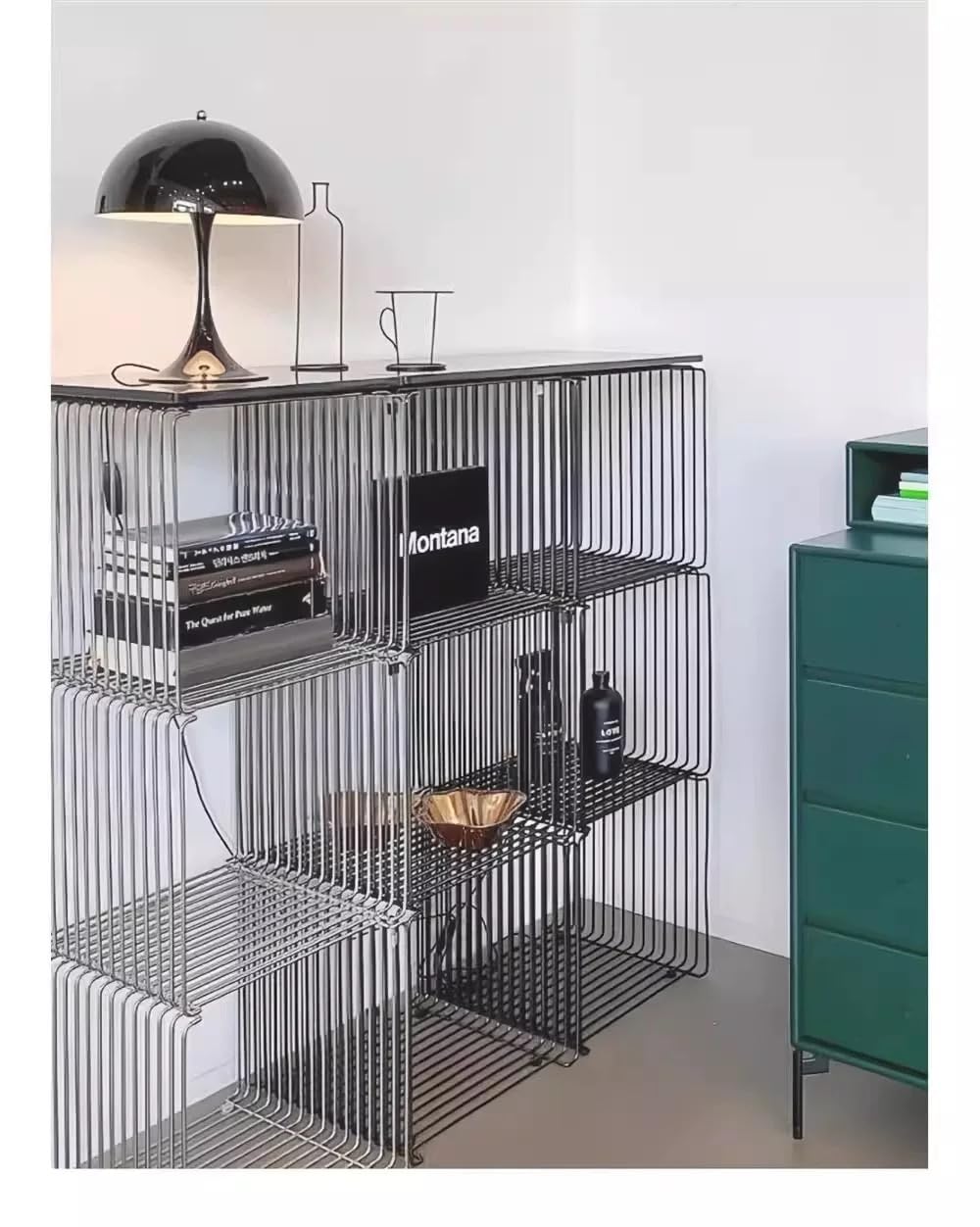 304 Stainless Steel Side Table, Bookshelf Stackable | Square Geometry Retro Side Table Linear Metal End Table,Wire Cube Storage Rack,coffee table,Multi-Purpose Accent Table
