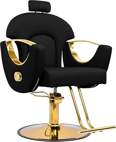 Silla de peluquería reclinable para el hogar, barbería, altura ajustable, 360 giratoria, silla de salón para estilista