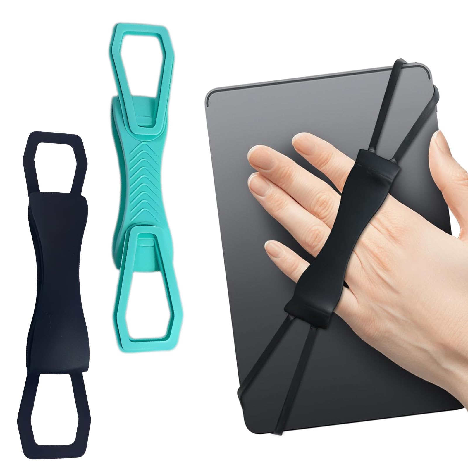 Cinturino a Mano per Paperwhite e, Supporto Elastico Antiscivolo per eBook Reader 6-8 Pollici, Nero/Verde