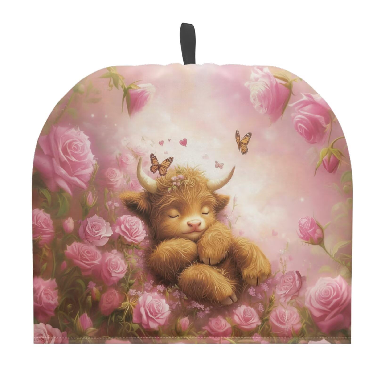Drnuikhe Tea Cosy for Teapot Kettle Dust Cover Rose Highland Cow Insulated Dust Cover for Coffee Pot Breakfast Warmer Tea Pot Cover,Home DΓ©cor