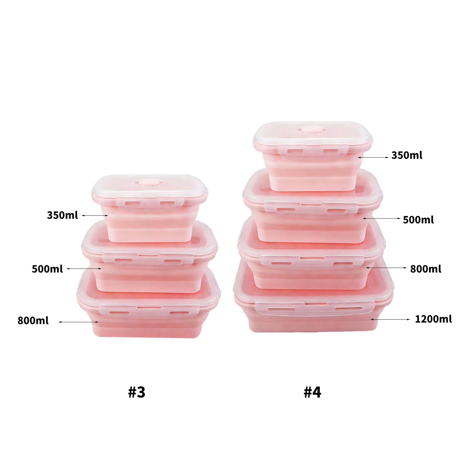 Set contenitori per pranzo pieghevoli in silicone dimensioni multiple, sigillati, freschi, materiali robusti, perfetti per l ' uso quotidiano, viaggi, contenitori per la preparazione dei pasti