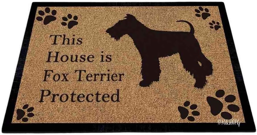Dog Silhouette DoorFloor Mat This House is Fox Terrier Protected Floor Mat Dog Paw Print Vintage Rugs for Home Decor 27.5 x 17.7 Inch