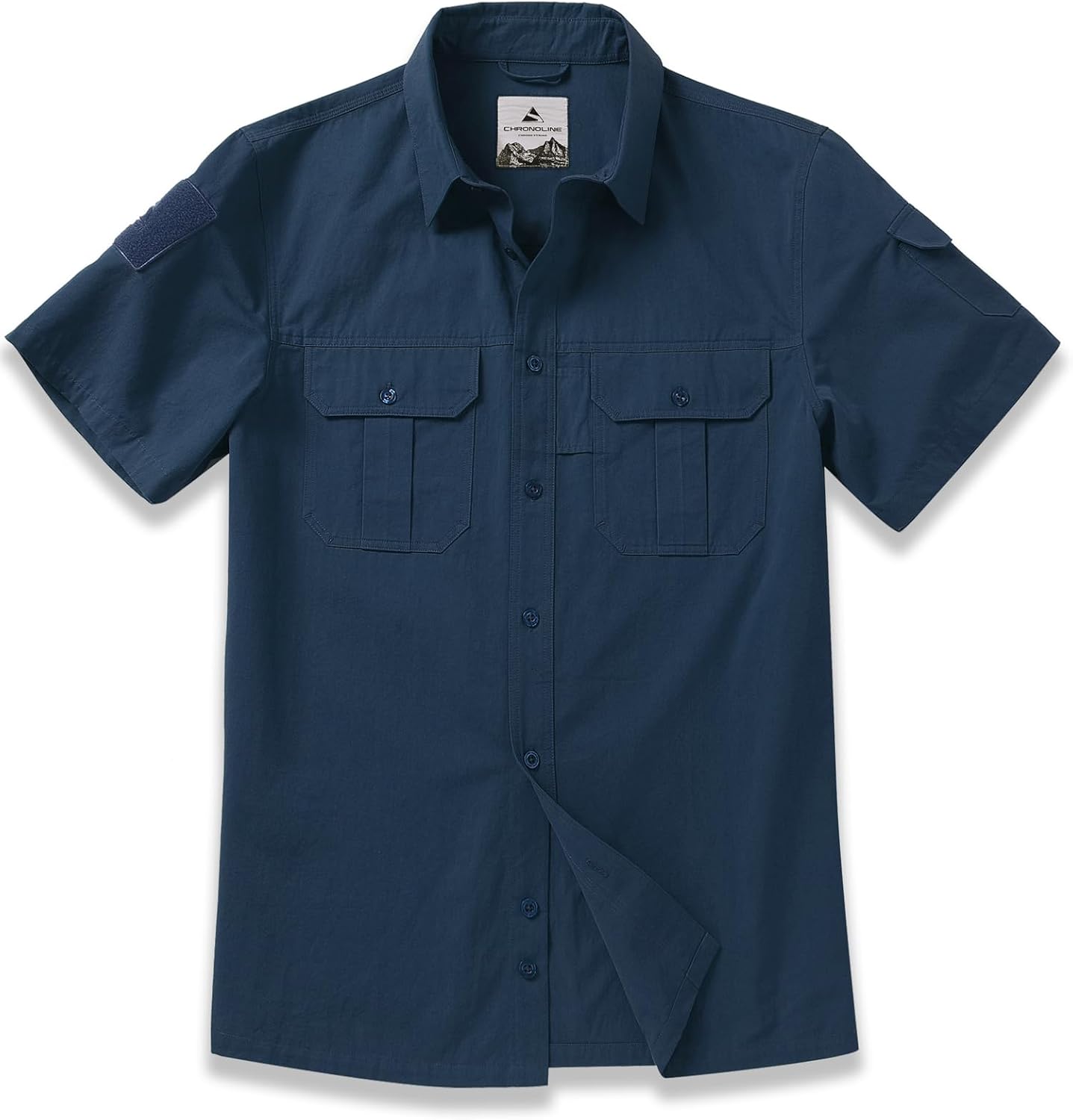 CHRONOLINE Men's Tactical Short Sleeve Work Shirt Cotton Button Down Utility Shirt Regular Fit Outdoor Shirt