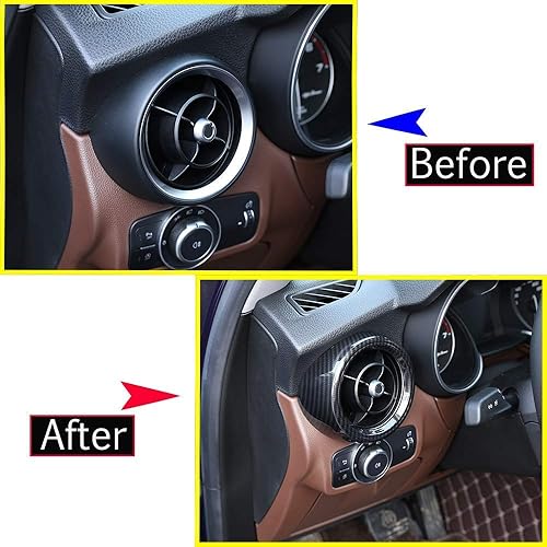 Miniatura 2 de YIWANG Estilo de fibra de carbono ABS cromo lado delantero aire acondicionado salida cubierta Trim 2 unids para Alfa Romeo Stelvio 2017 2018 Auto