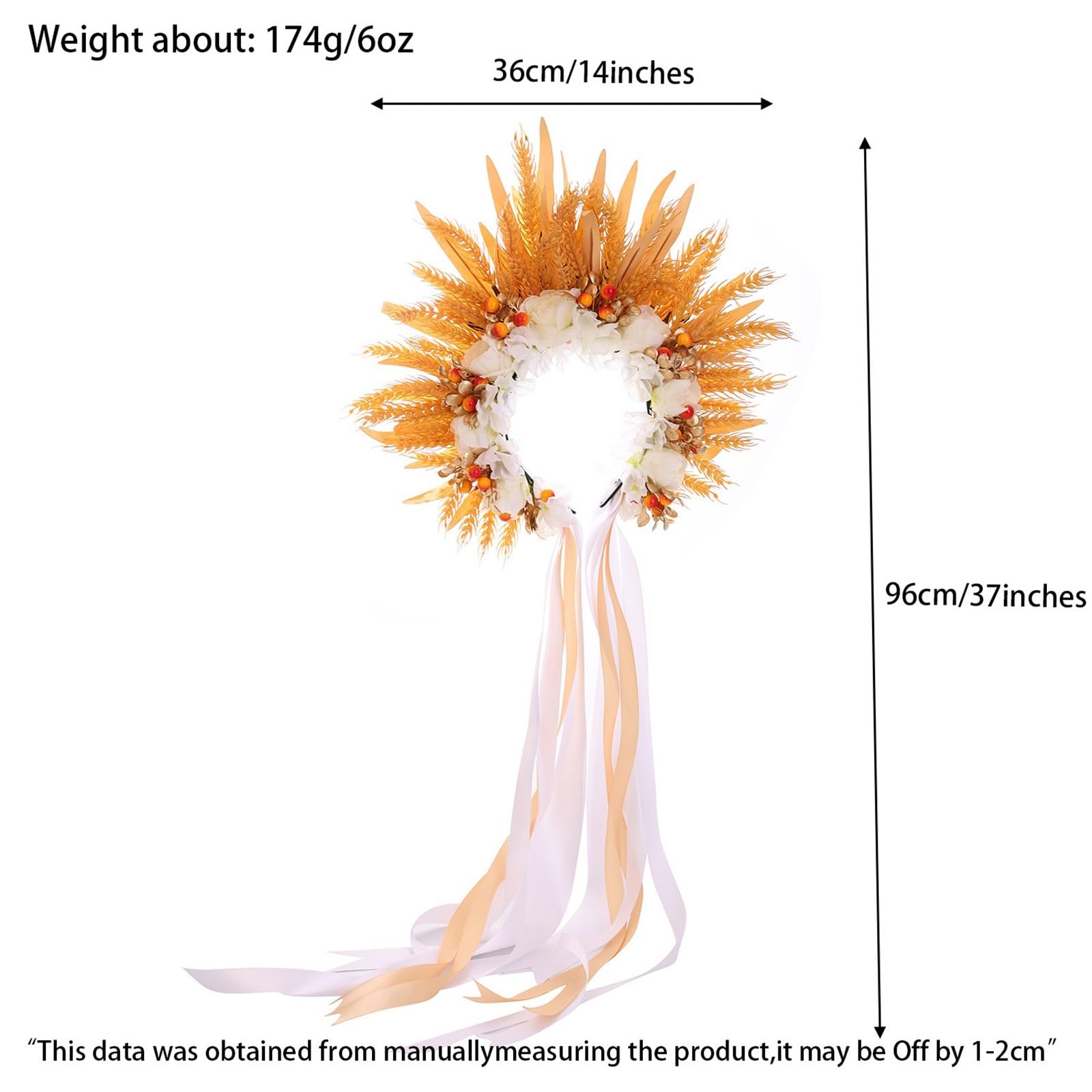Handmade Simulated Flower Headpiece, Berry, Wheat Ear Hairpin, Headband, Integrated Long Ribbon Tassel Buckl