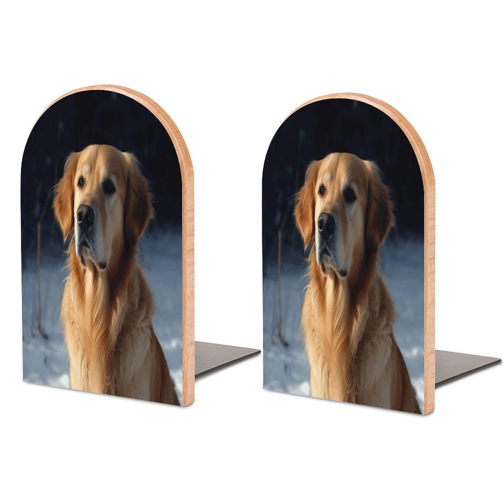 Golden Retriever Bookends Modern Bookends for Shelves Fashion Heavy Duty Book Stopper Sturdy Non-Skid Metal Base Wood Book Ends for Library Home Office 1 Pair