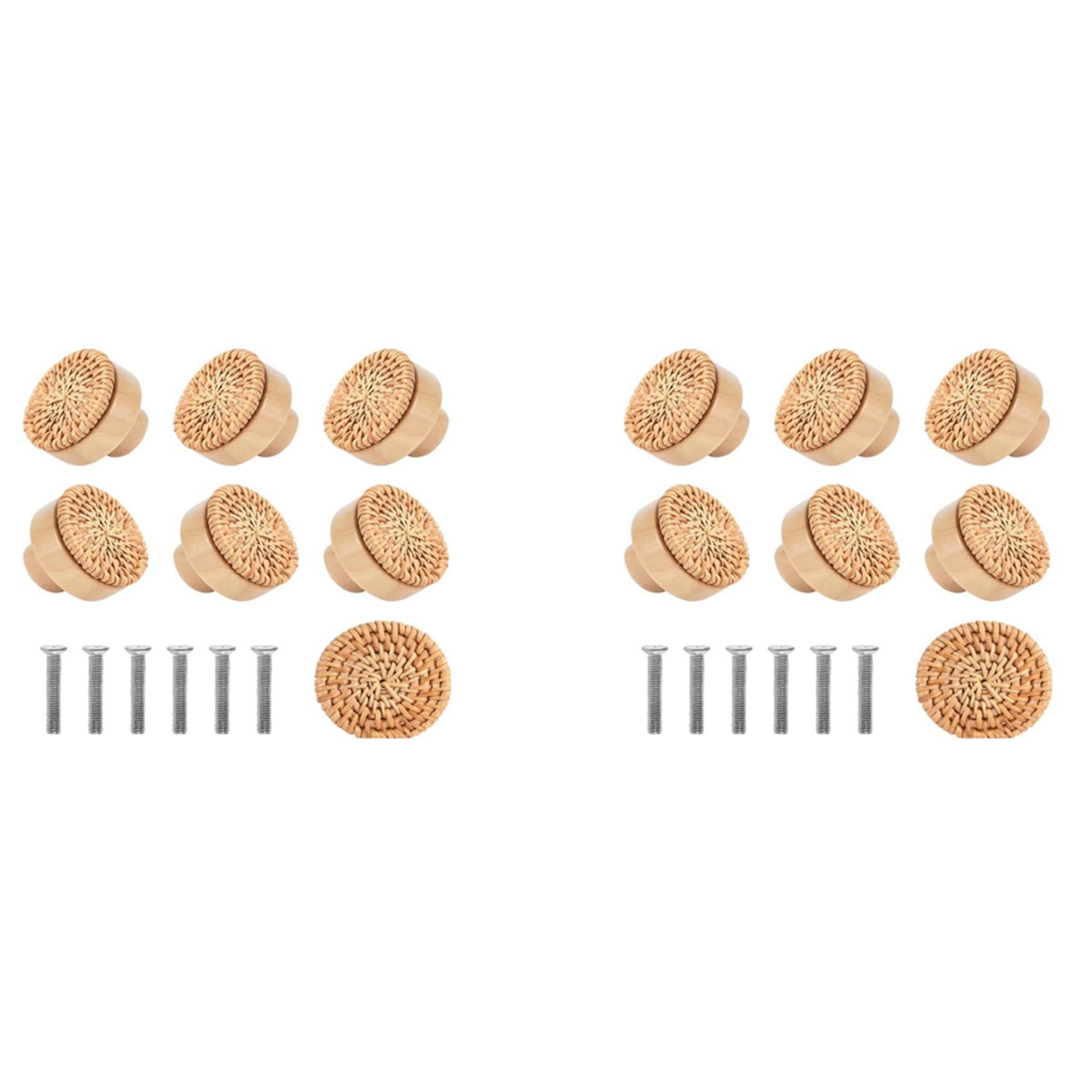 Jnchdghwa 20PCS Wooden Handles Beech Rattan Drawer Knobs Furniture Handle Kitchen Cupboard Door Handle Dresser Pulls,30MM