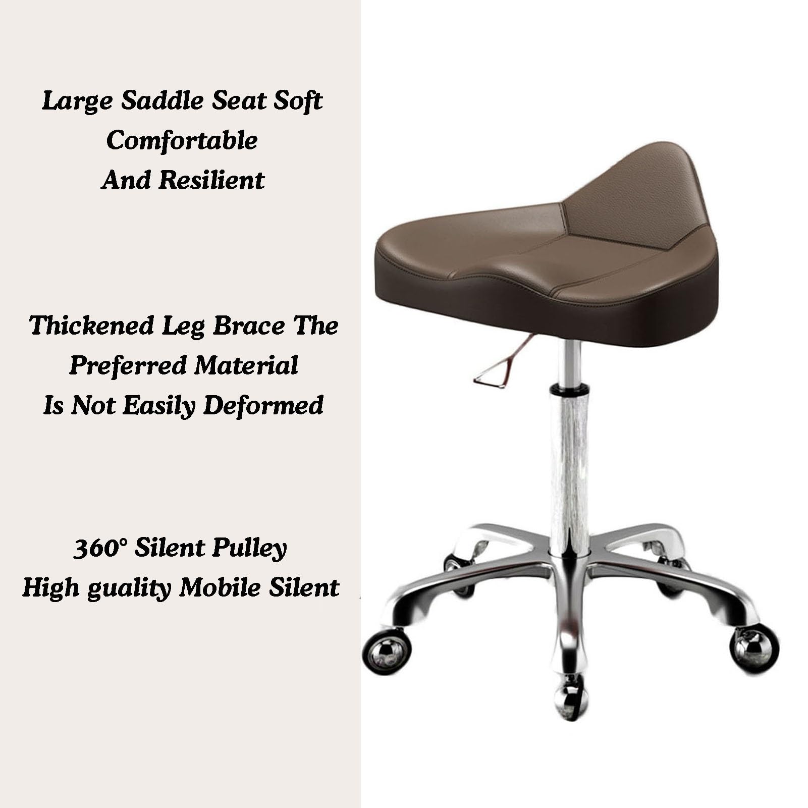 Taburete ergonómico con ruedas, silla giratoria ajustable en altura, resistente para oficina, laboratorio, salón