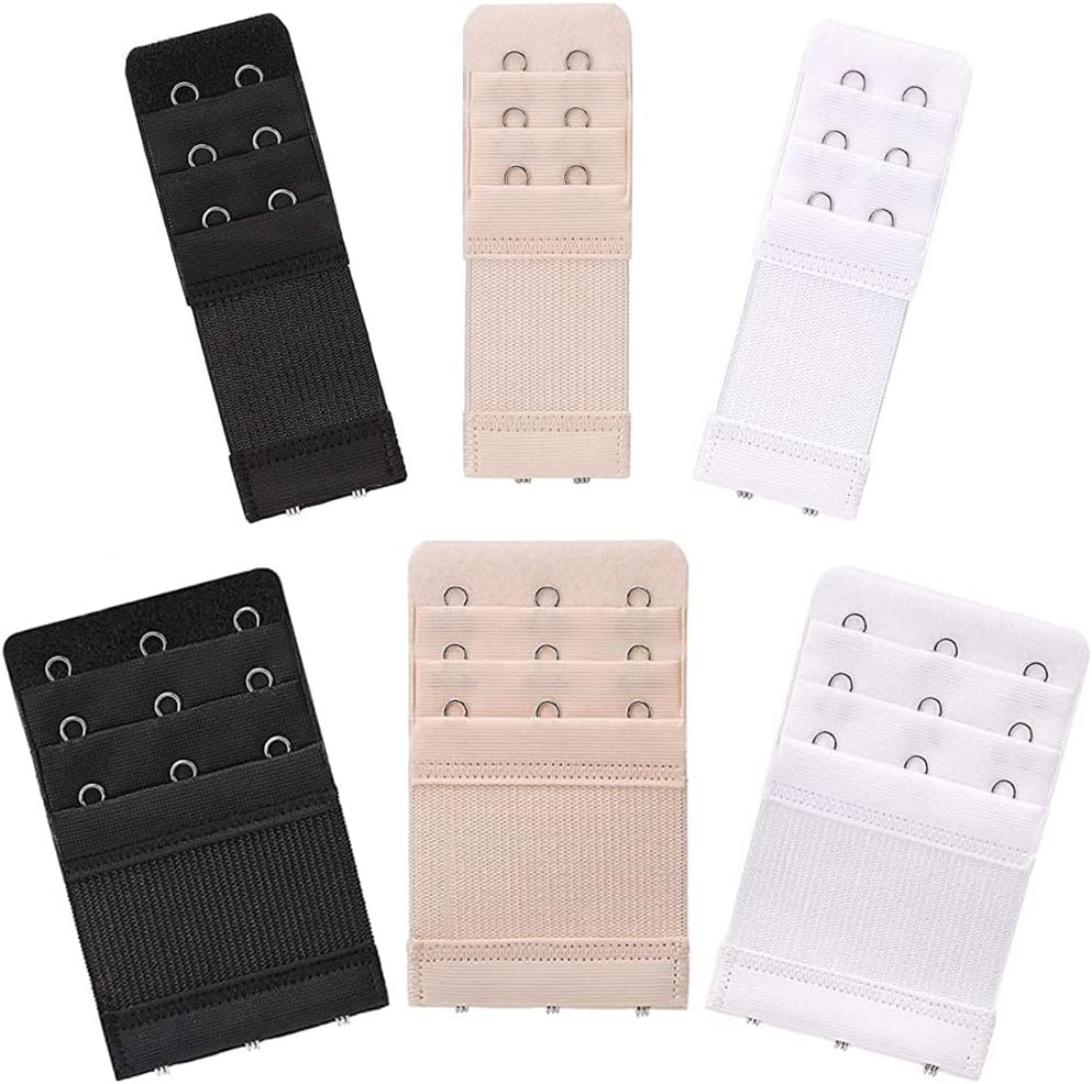 yuangaoshowWomen's Bra Extenders 2 Hook / 3 Hook / 4 Hook/Elastic Stretchy Bra Extension Strap, Soft Comfortable Bra Band, White/Black/Skin Color