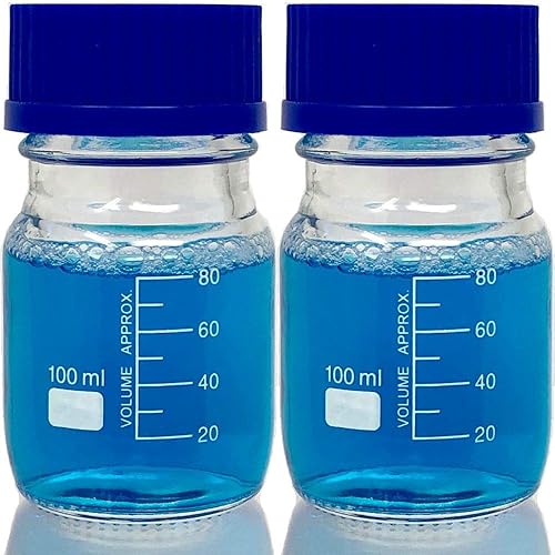 Karter Scientific - Botellas redondas de vidrio de borosilicato de 33.8oz. liq. con tapa de rosca GL45