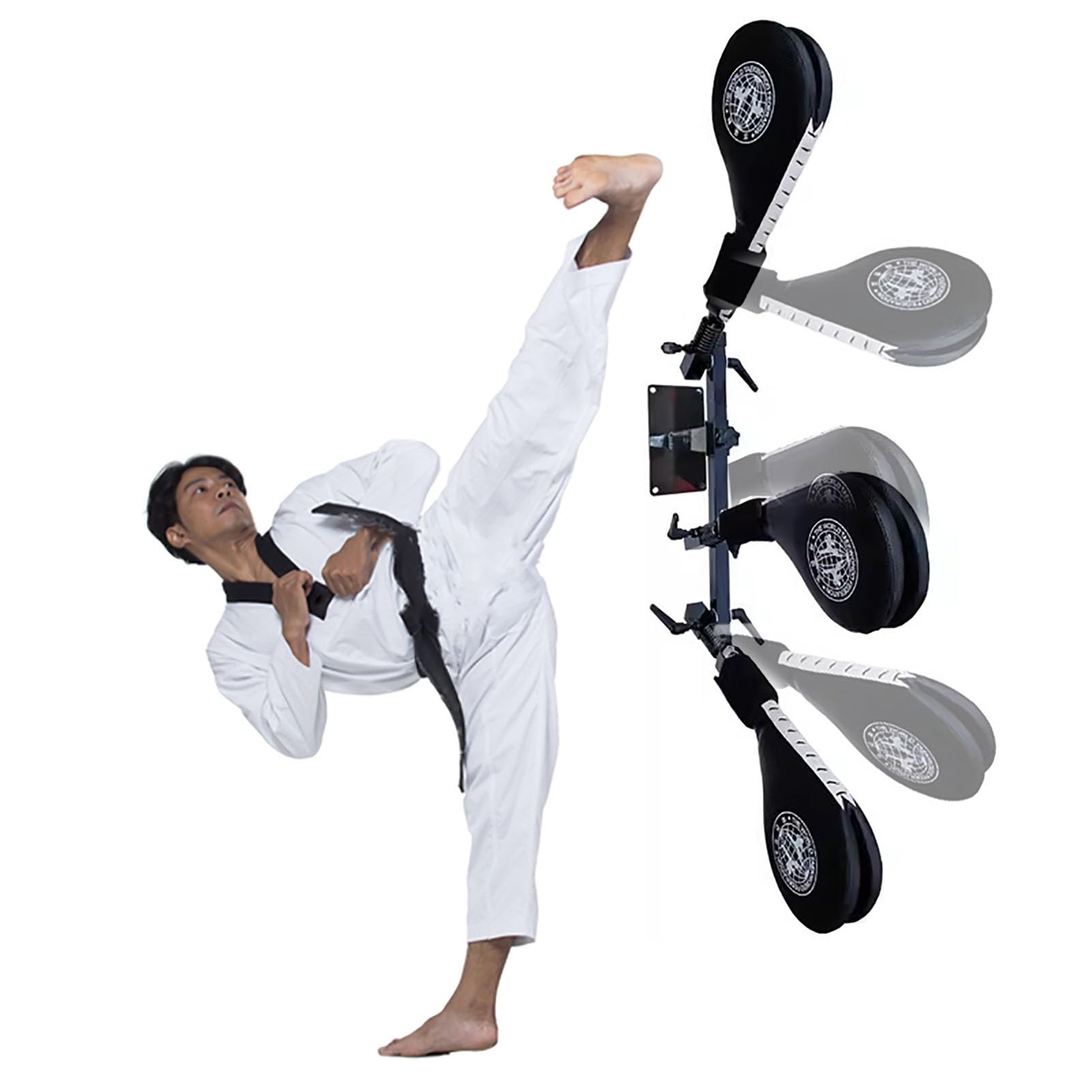 Wing Chun Manekin 3 Sztuki Podkładek do Kopnięć do Sztuk Walki, Cel Treningowy Wing Chun Man dla Kickboxingu Tae Kwon do Karate, Regulowany, Obracający Się Manekin do Ćwiczeń