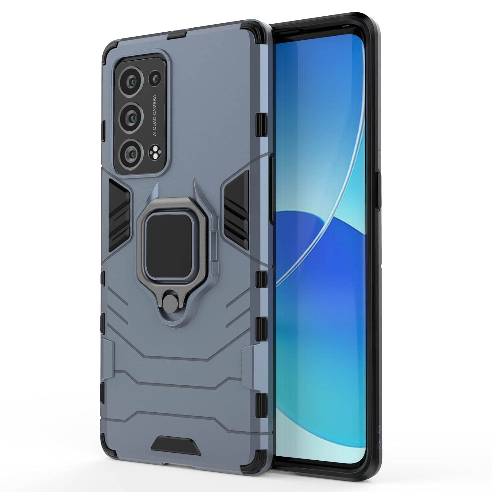 GOKEN Cover Per Xiaomi Redmi A1 – Custodia Ibrida TPU+PC Con Anello Rotante 360° E Supporto Magnetico Auto (Nero) - 2