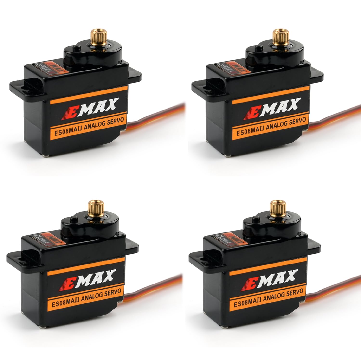 Stemedu EMAX ES08MA II 12g Mini Metal Geared Servo Micro Analog Servo Forward for RC Car Helicopter Model (Pack of 4)