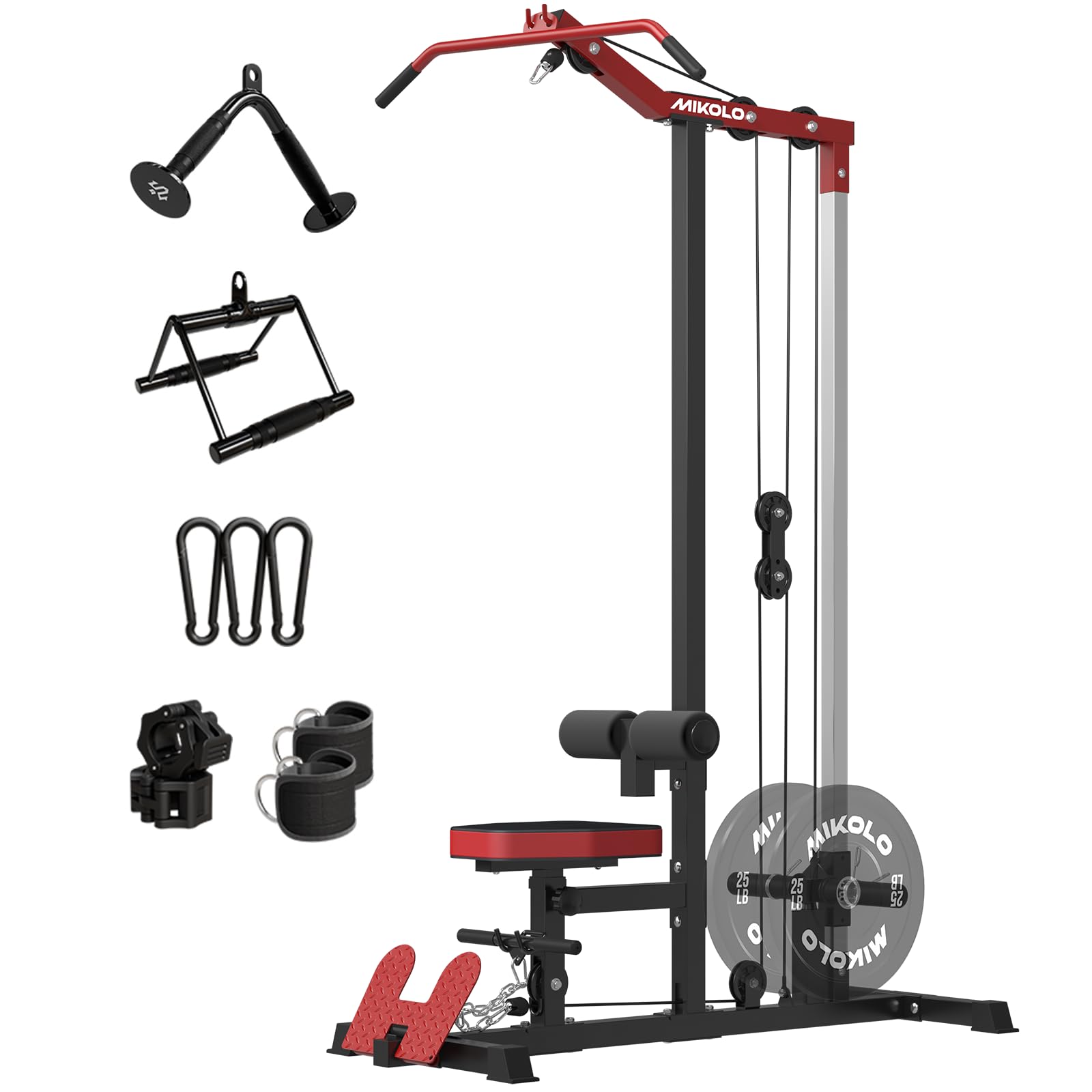 Mikolo LAT Pulldown Machine, LAT Row Cable Machine with Leg Hold Down Attachment, LAT Tower with Cable Row Attachment, Cable Machine Home Gym