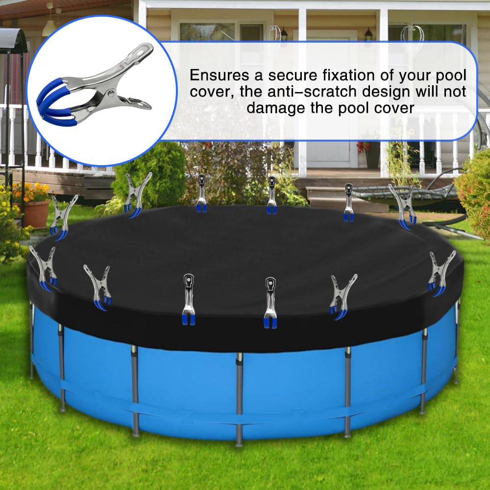 Golgner 12 abrazaderas de metal para piscinas sobre el suelo, pinzas de metal para cubierta de piscina, abrazaderas de sujeción con fuerte fuerza de sujeción, abrazaderas de resorte con película
