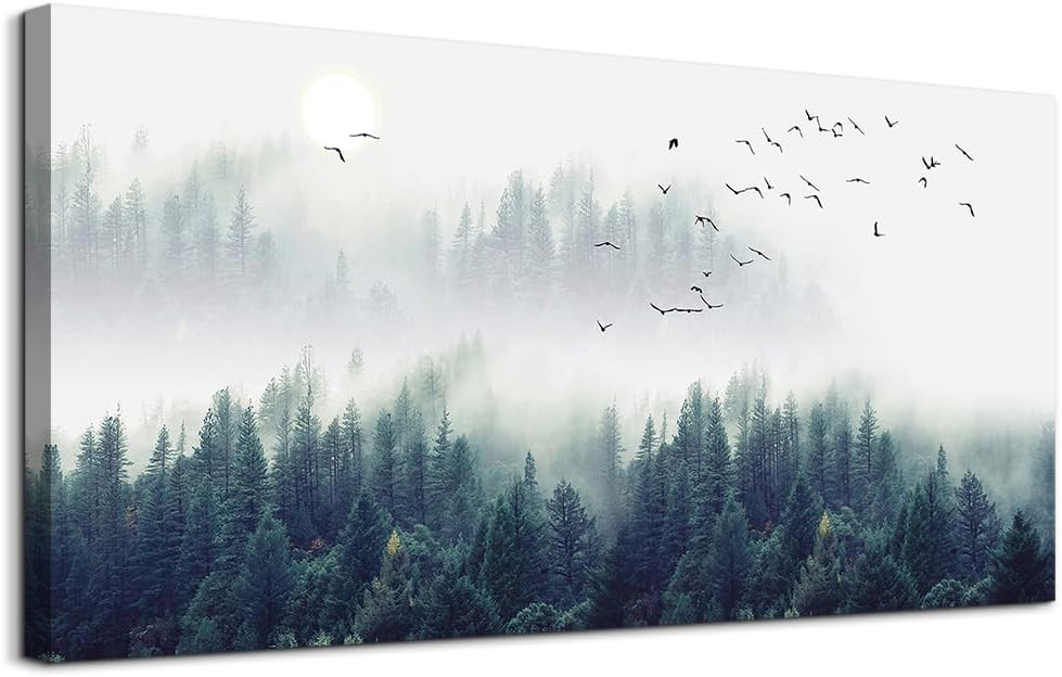 MHARTK66 Ethereal Landscape Mountain landscape painting-Canvas Wall Art for Living Room - Bedroom Wall decor-Modern Home Decor office wall decorations Stretched and Framed Ready to Hang 20" x 40"inch