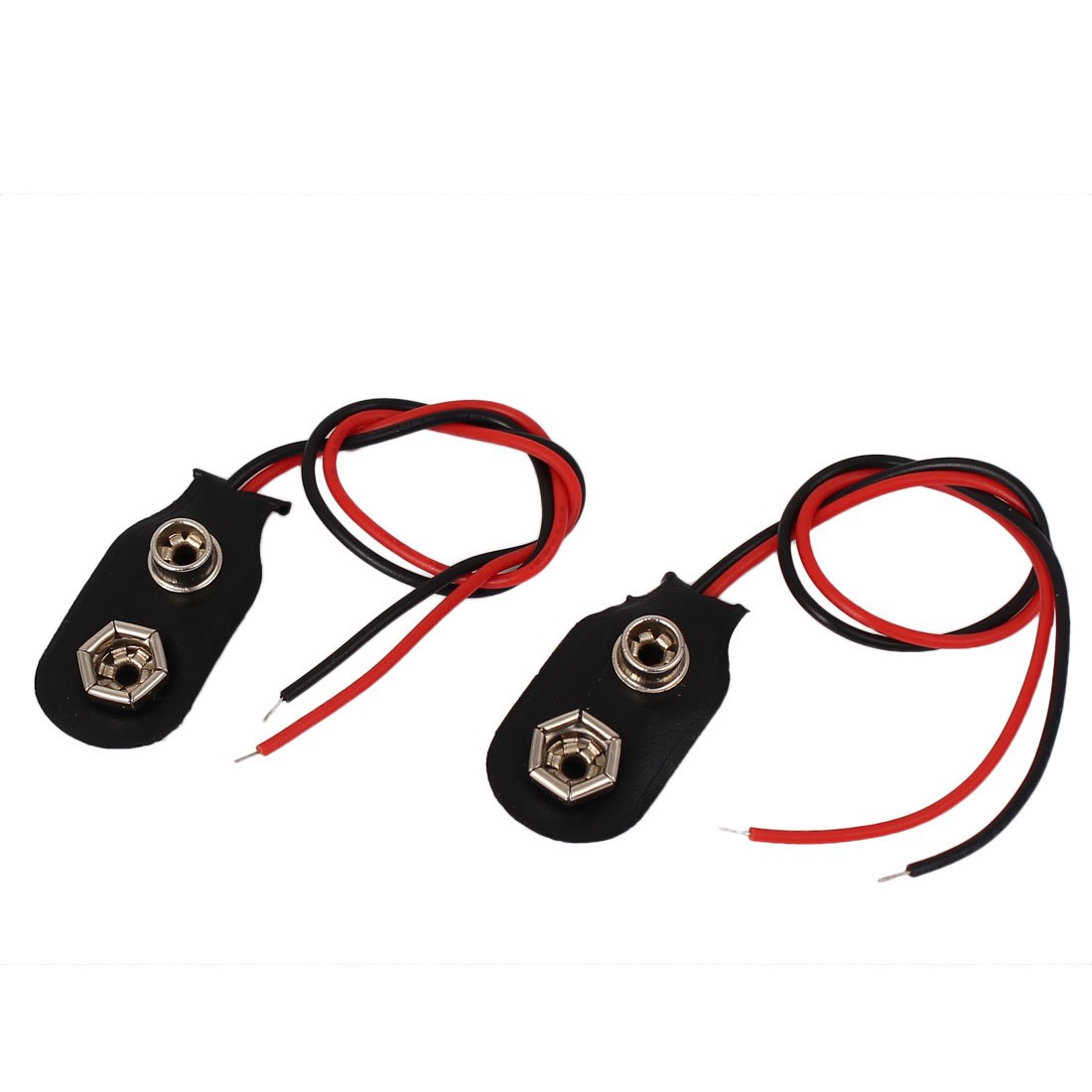 IIVVERR 2pcs Faux Leather Wire Leaded I Type 9V Battery Clip Connectors Cell Holder (2 piezas de Faux Leather Wire Leaded I Type 9V Battery Clip Connectors Cell Holder