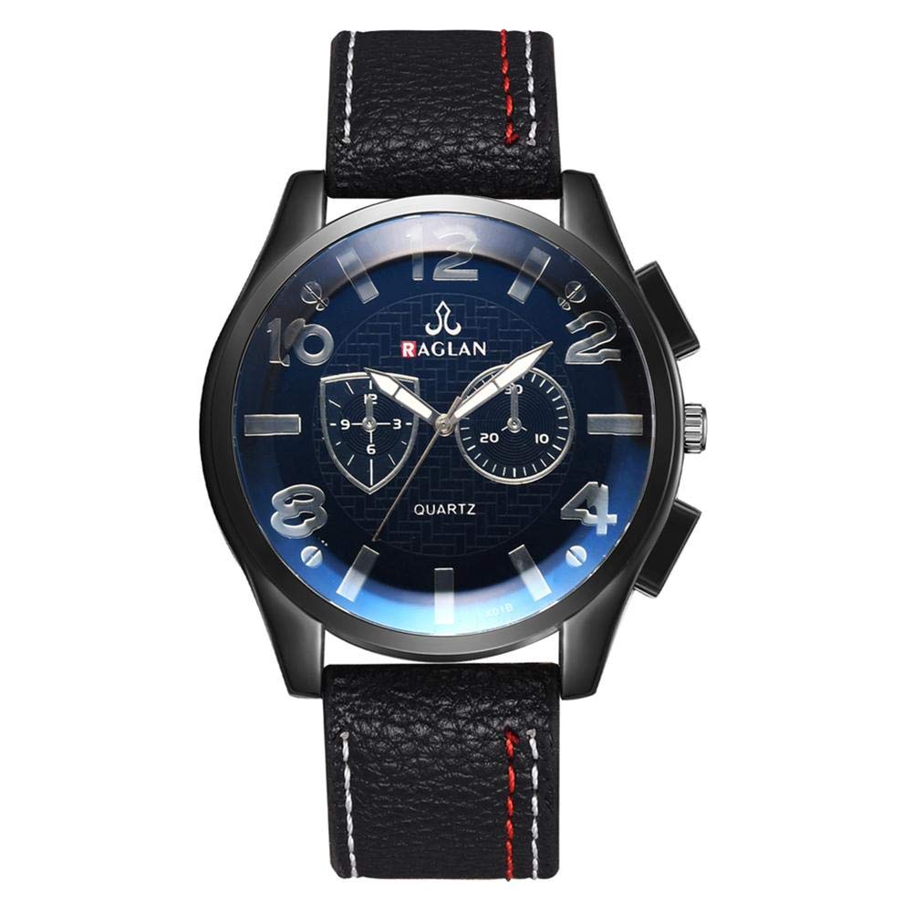 Akaddy Round Dial Quartz Watches Men Leather Strap Analog Wristwatch Personalized Quality Watch(Navy Blue) (B07QK96742) Amazon Price History, Amazon Price Tracker