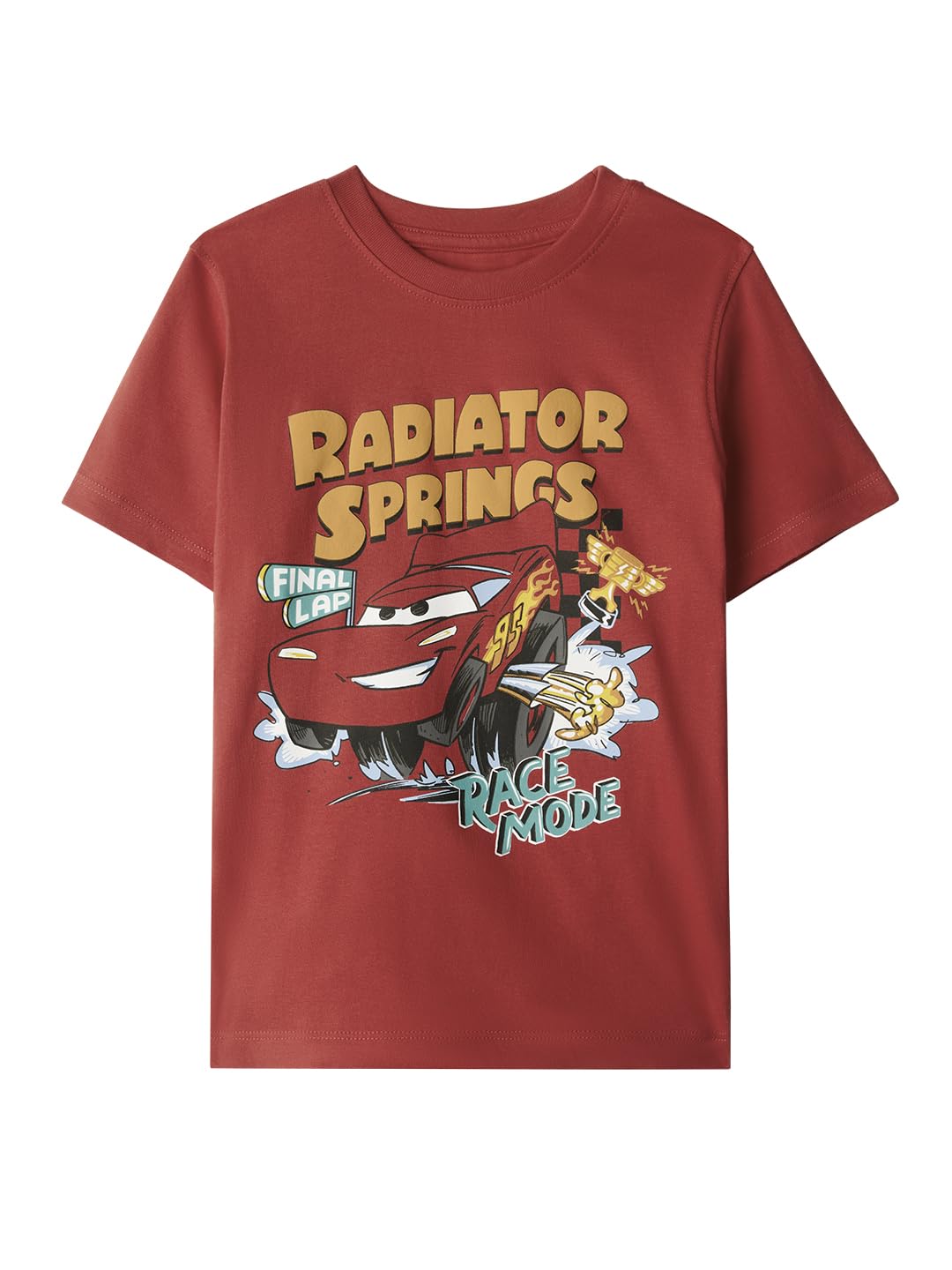 The Souled Store Disney: McQueen Boys Short Sleeves Round Neck Red Graphic Printed Regular Fit Cotton T-Shirts (2-8 Yrs)-image-48