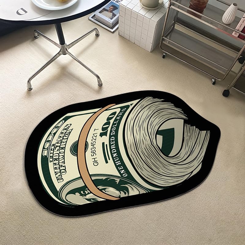 Alfombra artística de billetes de 100 dólares, acogedora, suave, para dormitorio, sala de estar, baño, absorbente, tapete para puerta de habitación