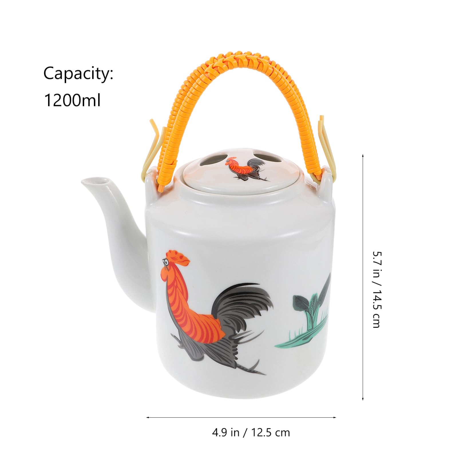 Tetera de Cerámica Retro con Asa, Color Claro para Hogar | Diseño Creativo y Único, Cómoda de Sujetar, Adecuada la Hora del Té de Tarde
