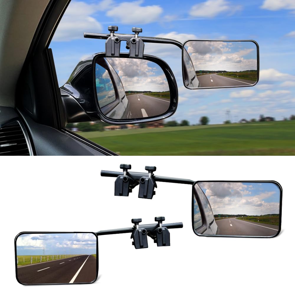 Riloer 2pcs Rétroviseurs extérieurs pour camping-car, Rétroviseurs de Remorquage Retroviseur Caravane Voiture Miroir Additionnel Auxiliaire universels à angle réglable pour camion SUV remorque RV