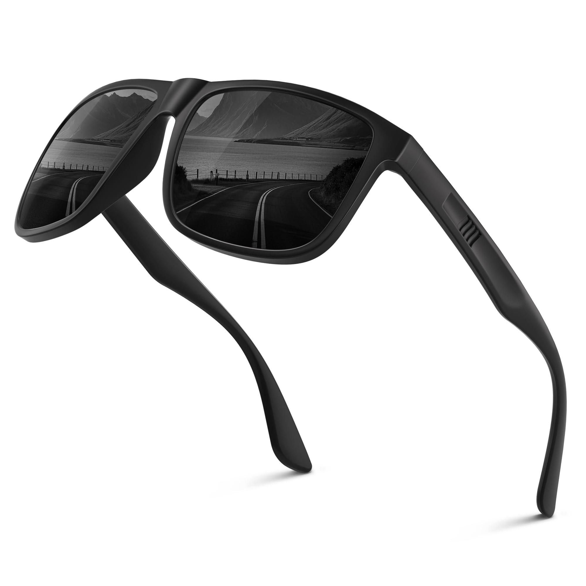 Wrimen Sonnenbrille Herren-Polarisiert-Sonnenbrillen-Sunglasses Men Schwarz